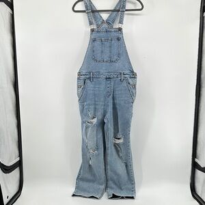 wild fable Light Blue Distressed Denim Overalls Jumpsuit